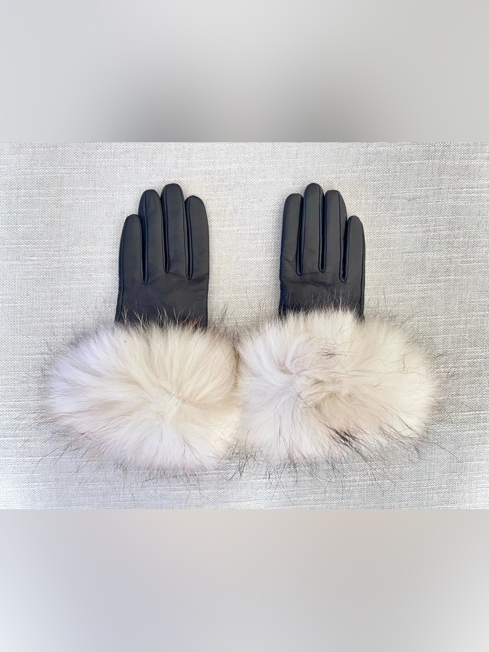 Black Rudsak Leather Gloves Fur Cuffs and Wool/Cashmere Lining Sz Small S